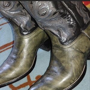 Men's Western Leather Boots - Black and Gray